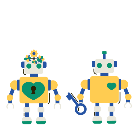 Robot Love Illustration in PNG, SVG