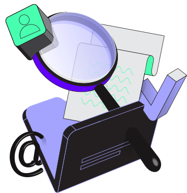 folder, magnifying glass and check mark PNG, SVG