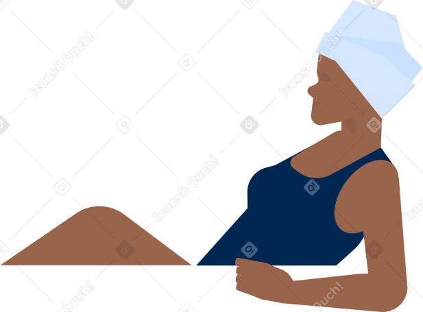 Donna dalla pelle scura in costume da bagno e vista laterale del turbante dell'asciugamano PNG, SVG