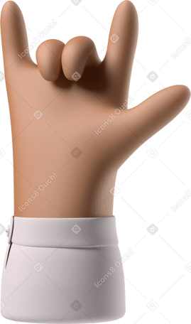 3D Brown skin hand showing love you sign PNG, SVG