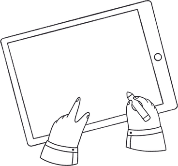 Hands draw on the ipad PNG, SVG