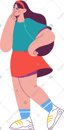 一只手靠近脸的沉思女孩 PNG, SVG