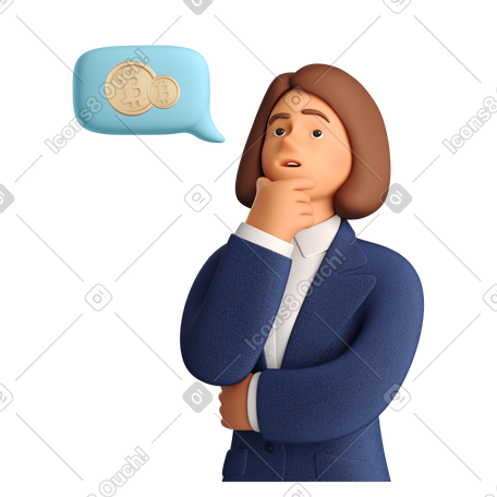 3D 考虑金钱和投资的女商人 PNG, SVG