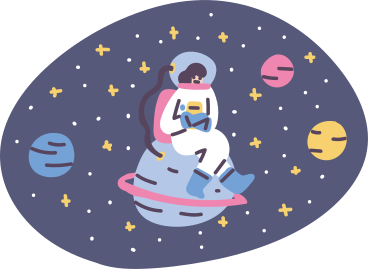 Astronaut sitting on a planet in space PNG, SVG