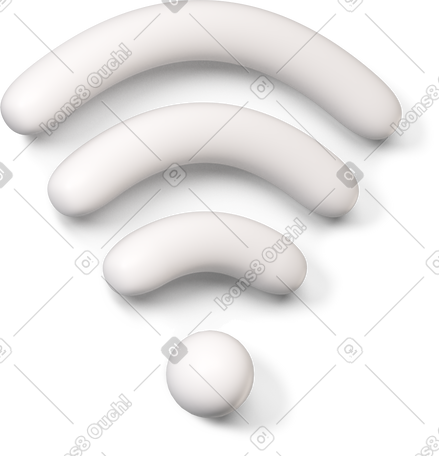 3D 白色 wifi 图标向右转 PNG, SVG