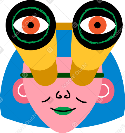 cabeça de menina com binóculos PNG, SVG