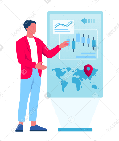 Exchange market analysis on holographic screen PNG, SVG