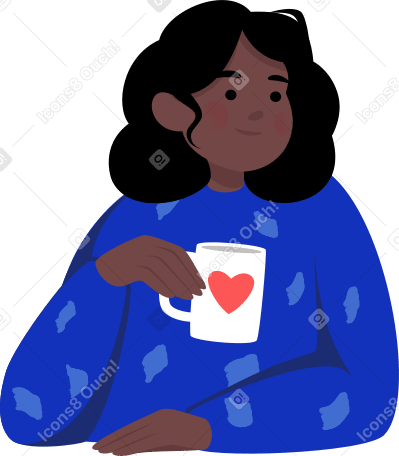 smiling girl holding a mug Illustration in PNG, SVG