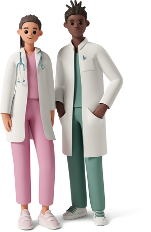 3D doctors in white coats PNG, SVG
