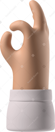3D Main de peau bronzée montrant le signe ok PNG, SVG
