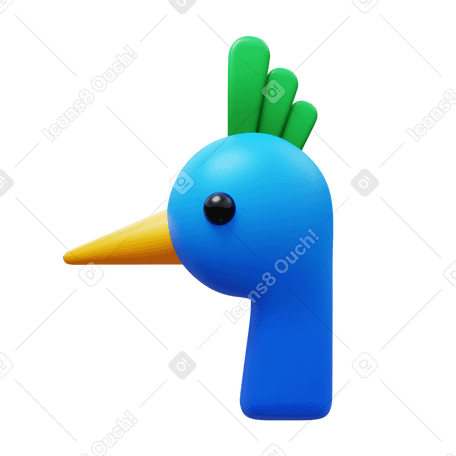 3D peacock head PNG, SVG