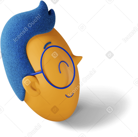 3D Side view of a winking boy's head turned right Illustration in PNG, SVG