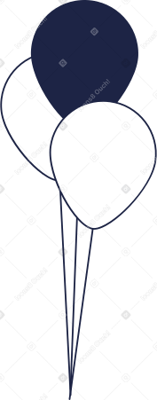 three blue and white balloons Illustration in PNG, SVG