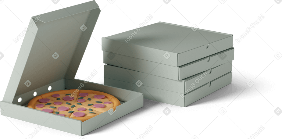 3D pizza boxes PNG, SVG