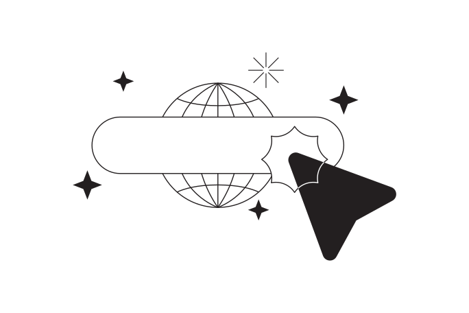 Globe icon behind search box with arrow Illustration in PNG, SVG