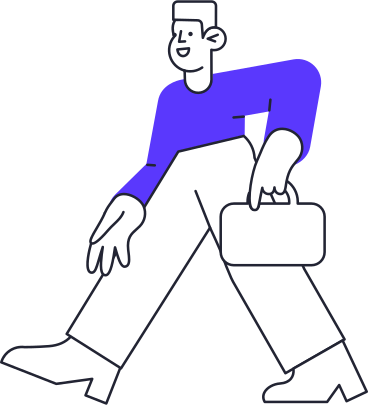 Illustrazione animata walking man in blue sweater holding briefcase in GIF, Lottie (JSON), AE