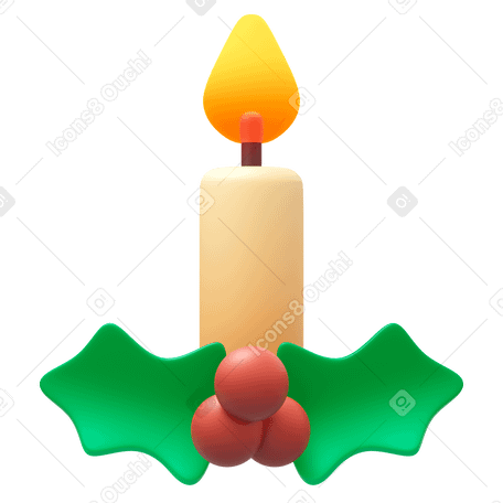 3D christmas candle PNG、SVG