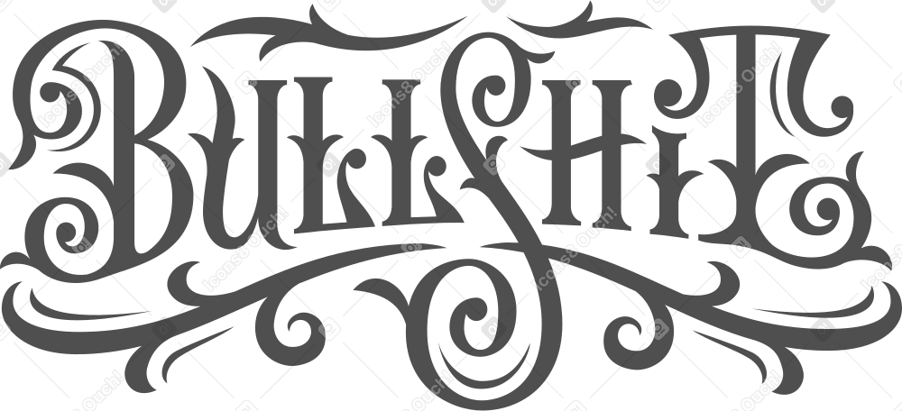lettering bullshit with flourish elements Illustration in PNG, SVG