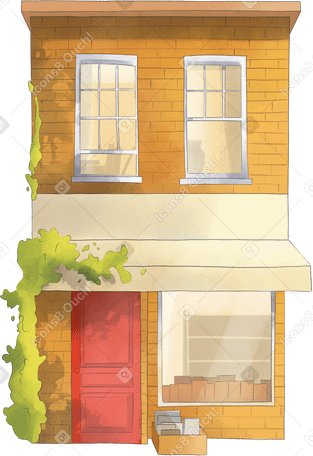 brick house with ivy Illustration in PNG, SVG