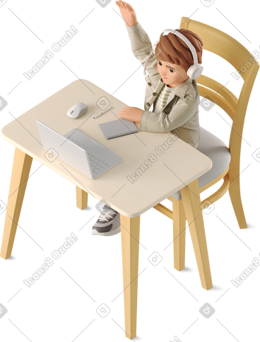 Boy studying online PNG, SVG