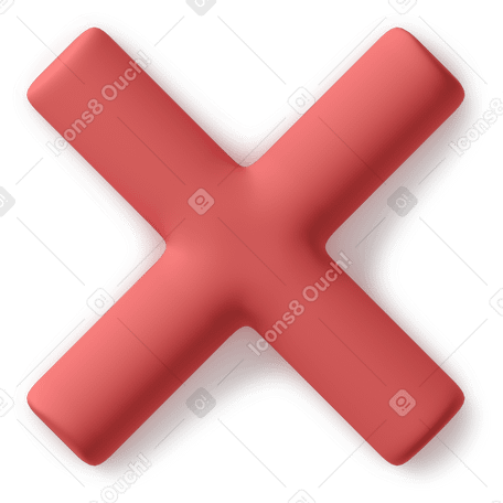 3D red cancel icon Illustration in PNG, SVG