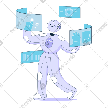 与屏幕交互的人工智能机器人 PNG, SVG