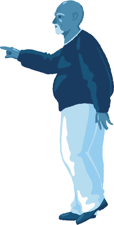 Old man pointing side view PNG, SVG