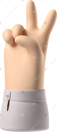 3D Pale skin hand showing v sign PNG, SVG