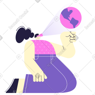 在虚拟讲座上学习地理的女士 PNG, SVG