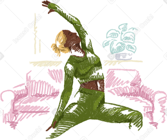 Mulher fazendo ioga em casa PNG, SVG