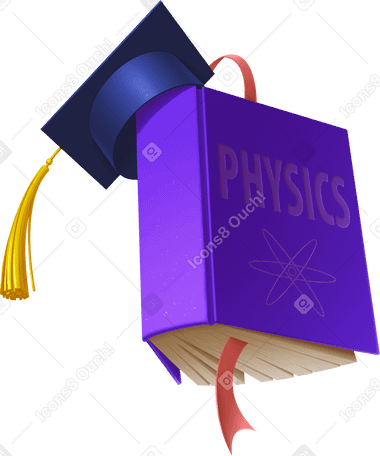 physics book with graduation cap PNG, SVG