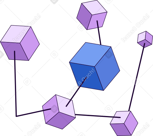 blockchain scheme Illustration in PNG, SVG