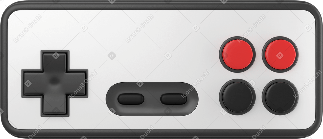 3D old game controller front view Illustration in PNG, SVG