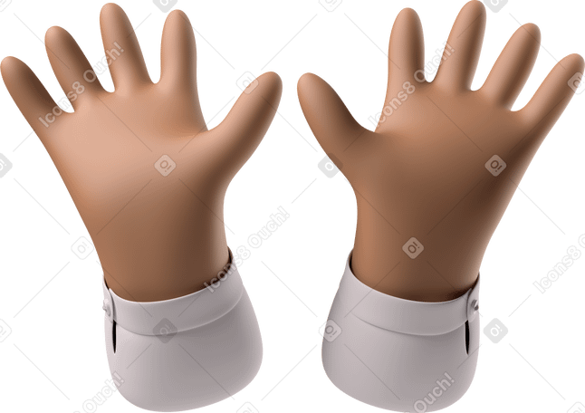 3D Open brown skin hands PNG, SVG