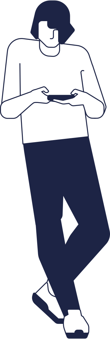 Man standing and looking at smartphone PNG, SVG