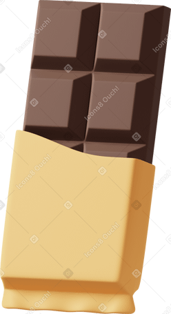 3D Yellow wrapped chocolate Illustration in PNG, SVG