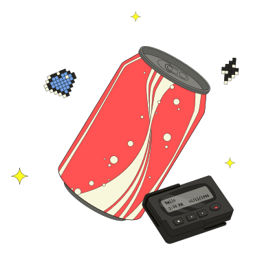 Retro 90er jahre pager und limo PNG, SVG
