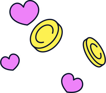 Hearts and coins PNG, SVG