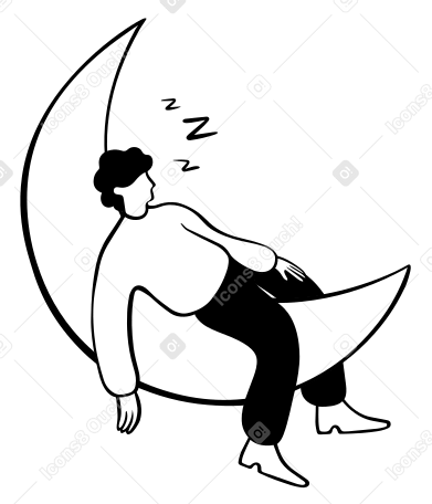 Man taking a nap on a crescent moon PNG, SVG