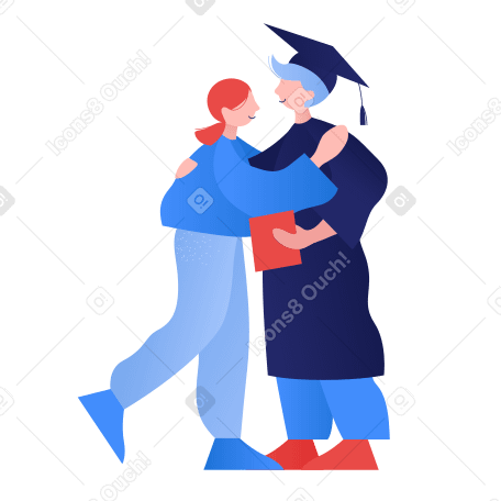 Illustration Fille étreignant son petit ami diplômé aux formats PNG, SVG