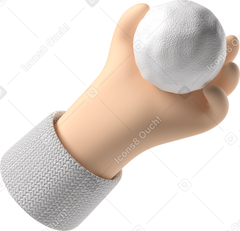 3D Pale skin hand holding a snowball PNG, SVG