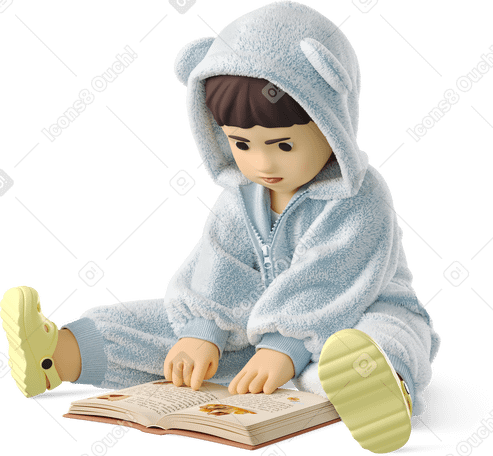 3D baby with a book в PNG, SVG