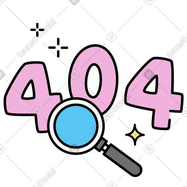 带放大镜的 404 错误代码 PNG, SVG