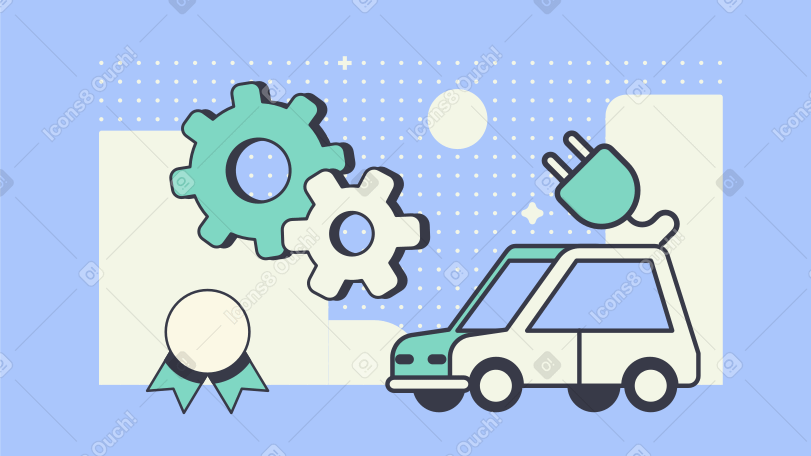 Electric car service  Illustration in PNG, SVG