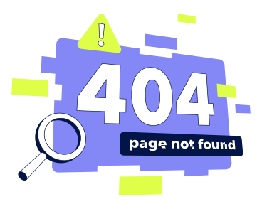 Текстовая ошибка 404, страница не найдена с помощью лупы в PNG, SVG