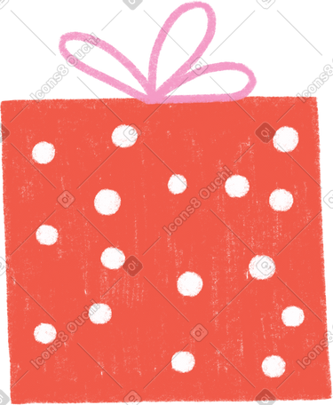 red gift box with white polka dots PNG, SVG