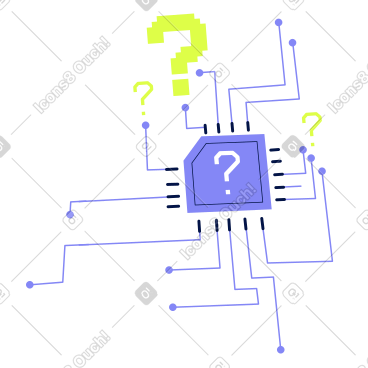 Microchip technology with question marks PNG, SVG