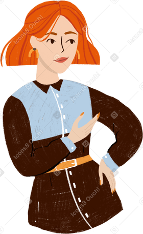 girl thinking with a hand on her hip Illustration in PNG, SVG