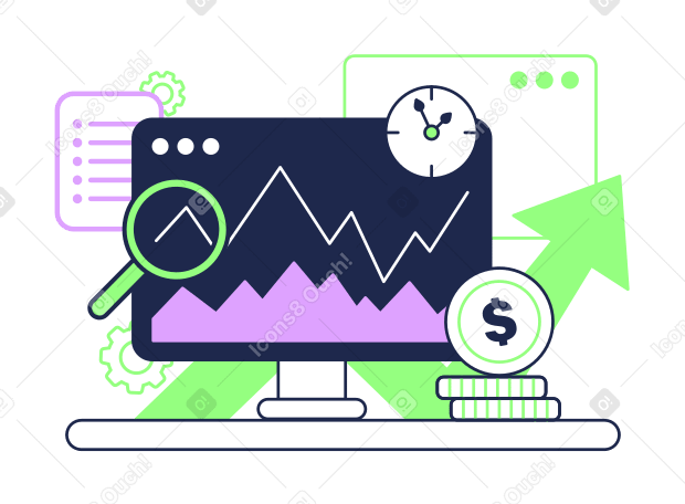 Stock trading statistics on computer screen PNG, SVG