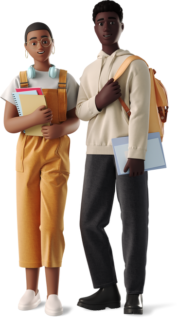 young man and woman students PNG, SVG